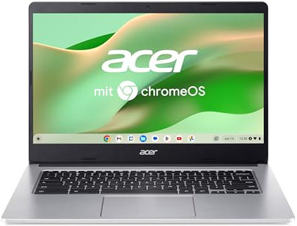 Acer Chromebook 314 (CB314-2H-K17E) Laptop, 14 HD Display, MediaTek Octa-Core ARM Cortex A73/A53 (MT8183), 4 GB RAM, 64 GB eMMC, Mali-G72 MP3 GPU, Google ChromeOS, Silber