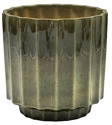 Ivyline Macetero de cerámica, Verde reactivo, 13 cm de Alto x 13 cm de Profundidad