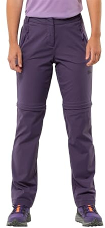 Jack Wolfskin GLASTAL Zip Off Pants W Pantalon de randonnée Softshell, Dark Grape, 36 Damen