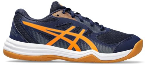 ASICS Kid's Upcourt 5 Grade School Court Shoes, 2, Peacoat/Shocking Orange