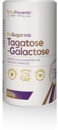 NuPrevento Tagatose Galactose Mélange de sucres - Haute pureté d'Italie - Mélange de sucres en poudre - Faible en calories - Bon pour les dents (Boîte de 250g)
