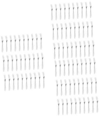 MAGICLULU 90 Stk Fruchtgabel gabeln einweg einweggabeln stäbchen Küchenutensilien obstspieße easy putz tragbar Mondkuchengabel kleine Lebensmittel Kind Dessertgabel Rostfreier Stahl