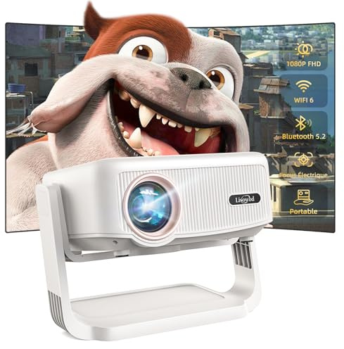 Videoprojecteur, Auto Verticale Keystone/Focus Électrique /360°Rotating, 1080P HD 19000Lux Projecteur Video, avec WiFi6, Bluetooth Lisowod Retroprojecteur Portable pour Home Cinéma/FireStick/HDMI/USB