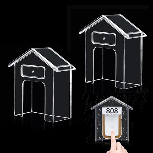 Cubierta Impermeable para Botón de Timbre, 2 Piezas Funda Transparente para Timbre, Carcasa Impermeable para Control Acceso de Puerta, Protección Timbre Exterior de Lluvia (10x7x4 cm)