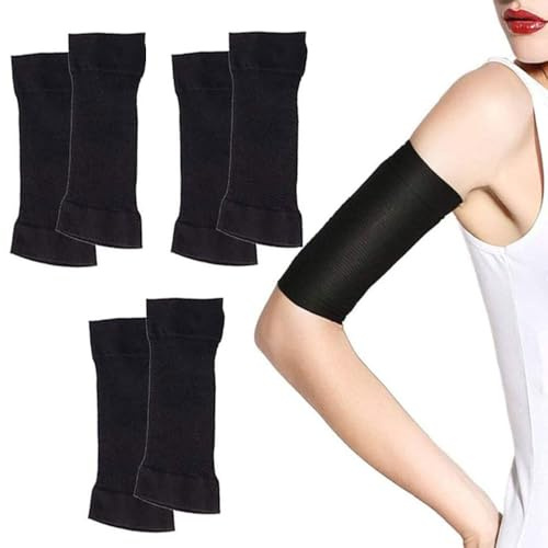 MANTIANXINGSHENL 3 paia di manicotti dimagranti per braccia, protezione solare, compressione per braccia, perdita di peso, tonificazione del braccio, per donne di bellezza, colore nero, Nero , L