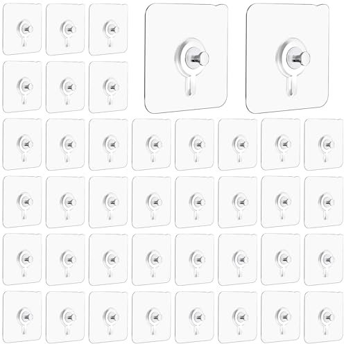 YOUNGSAY 40 Pcs Vis Adhesif Mural, Antirouille Sans Trace Vis Adhésives, Transparentes Preuve de L'eau Vis Adhésive, Pour Cadres Photo/Affiches/Photos
