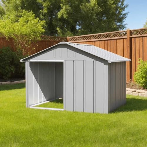 Azzrora Box per Cani da Esterno, Box Cani Esterno Taglia Grande, Casetta per Cani da Esterno Taglia Grande, Gabbia per Cani, Recinto per Cani, Grigio 116,5x103x81,5 cm Acciaio Zincato