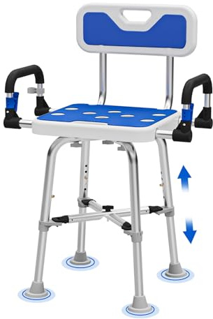 DrSuppor Shower Chair with Arms and Back for Seniors Elderly Handicap Disabled Or Bariatric Adults Heavy Duty 500 Lbs Adjustable Stool Bench Seat for Inside Shower Stall and Bathroom Bath Tub Chairs