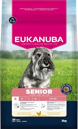 Eukanuba Senior Hundefutter mit frischem Huhn für kleine Rassen, Premium Trockenfutter für ältere Hunde, 3 kg