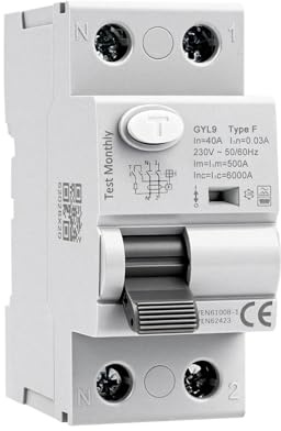 Interruttore Magnetotermico Differenziale 40a 30mA AC230V 6kA 2P Interruttore Differenziale Tipo F, per carichi monofase a frequenza variabile condizionatori d'aria lavatrici pompe di calore GYL9