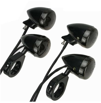Lampara Indicador Dirección 4 Luces De Señal De Giro Motocicletas para Carcasa De 41 Mm con Abrazadera Delantera Y Trasera(Black)