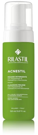 Rilastil - Acnestil Mousse Limpiador, con Pantenol, Ceramidas y Ácido Hialurónico, Seborregula, Reduce y Previene las Imperfecciones, para Pieles Mixtas, Grasas y con Tendencia Acneica - 165 ml