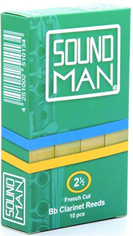 10 Blättchen für Böhm-Klarinette Soundman® French Cut Boehm Böhmklarinette Clarinet Klarinettenblättchen Klarinettenblätter Rohrblättchen Rohrblätter Holzblätter Holzblättchen 1 Schachtel (2,5)