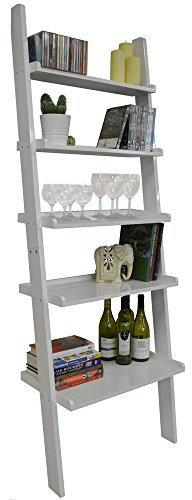 WATSONS OATES - Ladder 5 Tier Wall Leaning Storage Shelves - Gloss White