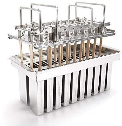 Eapmic 20PCS Stainless Steel Ice Cream Pop Molds Frozen Popsicle Maker Lolly Mould Ice Cream Stick Holder + Cleaning Brush
