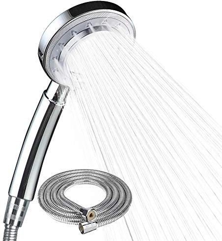 HONZUEN Shower Head with Hose Set 1.5M, Water Saving High Pressure Shower Head, Universal Handheld Shower Head for Low Water Pressure with 3 Sprays Settings