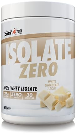 Per4m Isolate Zero Premium Whey Protein Powder | Superior Flavour Ultra Filtered + Amino Acids | Fast Absorbing Zero Sugar Gluten Free Shake for Lean Muscle & Recovery (900g, White Chocolate)