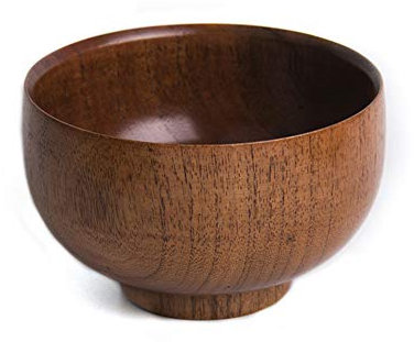 Japanische Reisschale Suppenschale Aus Holz, Hölz Salatschüssel Salat- Und Obstschale Für Reis, Suppen, Desserts, Runden Servierschüssel Tellerplatte Zum Aufbewahren Von Obstnudeln Snack (12.8cm)