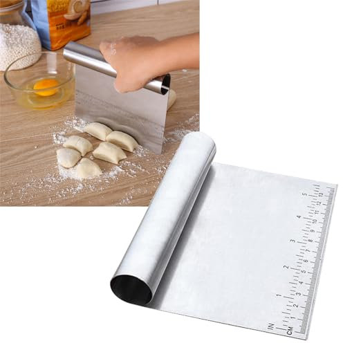 Teigschneider Edelstahl Professioneller Teigkarte Küchen Teigspachtel Meisterspatel oder Teigschaber Metall auch Spachel für Pizza und Torte Teigteiler Dough Cutter