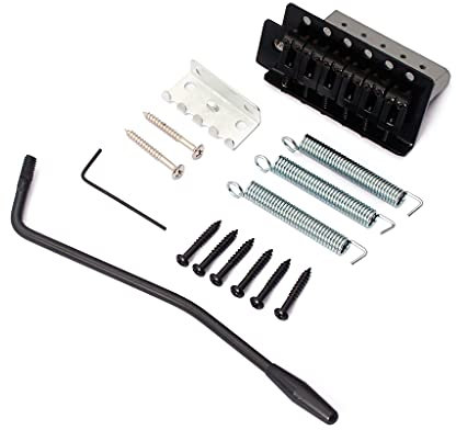 Alnicov Tremolo-Brückensystem für 6-saitige E-Gitarren, für Linkshänder, flach, Einzel-Sattel, Schwarz