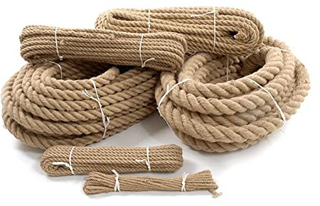 10 mm Jute Rope, 2 metres / 6 ft Long, Strong Natural Hessian Cord, Perfect for Decking, Gardening, Bundling, Camping, Decorating, Boating