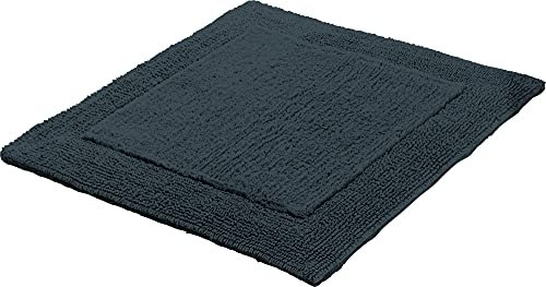 Erwin Müller WC-Vorlage, WC-Matte ohne Ausschnitt Uni Serie Stuttgart anthrazit Größe 60x60 cm - extra dick, Wende-Design, 100% Baumwolle