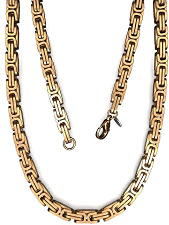 Fly Style Byzantiner Königskette Gold Edelstahl - Halskette Herren 18 Karat vergoldete Kette - 5mm breit, 55cm lang