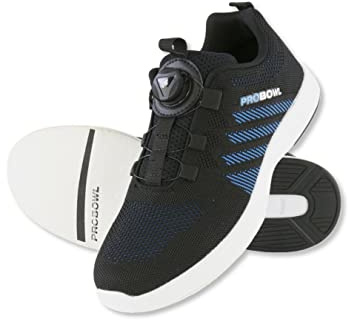Pro Bowl Supro,Scarpe da bowling da uomo adulto,Scarpe con suola scorrevole,Fitgo Allacciatura,Giocatori amatoriali e ricreativi,Leggermente Sportivi Traspirante,Nero/Blu,Diverse misure, Nero , 41 EU
