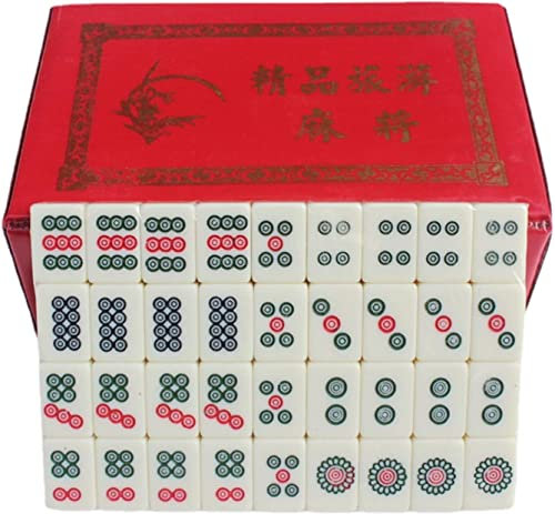 Tebinzi Majhong Spiel, 144 Mahjong Fliesen Set, Traditionelle Chinesische Spiele, Tragbarer Reise Mahjong Set für Familienspiel & Freunde Versammlung, Spiel Tischspiel