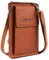 Benthill Damen Handy Umhängetasche Leder - RFID Portemonnaie aus echtem Rindsleder - Frauen Vintage Leder Geldbörse - Handtasche - Schultertasche, Farbe:Braun