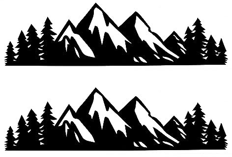 Grevosea 2 Stück Auto Aufklebers,Vinyl Berg Aufkleber 7 Zoll Aufkleber Wohnwagen,Schnee Berg Baum Aufkleber für Auto Kofferraum Heckklappe Emblem Auto Dekoration Zubehör Universal für LKW SUV