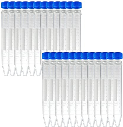 Haptufer Tubos CóNicos para CentríFuga de 15 Ml, 100 Tubos de Ensayo de PláStico EstéRiles con Tapones de Rosca, Recipiente de Polipropileno