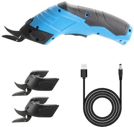 Papierschneider, 3.6V Elektrische Schere 1500mah Kartonschneider Multi-Cutter Akkuschere Elektrische Schneiderschere Stoffschere für Papier Pappe Teppich Leder Filz Kunststoff (Gesamt 2 Klingen)