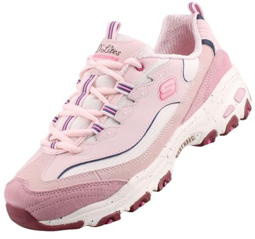 Skechers Femme D'Lites-Bold Views Baskets, Rose Bonbon, 39 EU