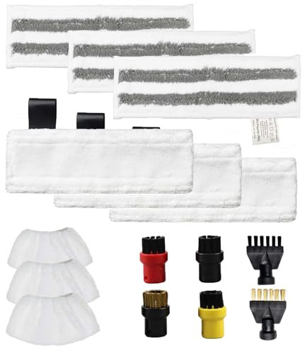 Getyjoe 15 Stücke Mikrofaser-Tuchset Dampfreiniger Zubehör Kompatibel für Kärcher Dampfreiniger Easyfix SC1/SC2/SC3/SC4/SC5/SV7(3 Bodentücher+3 Schleiflappen+3 Handdüse-Tücher+ 6 bürsten)