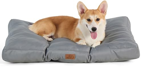 BEDSURE Hundekissen kleine Hunde waschbar - 76x50cm Hundebett M für kleine, mittelgroße Hunde gepolstert Hundematte dunkelgrau in 10cm Höhe