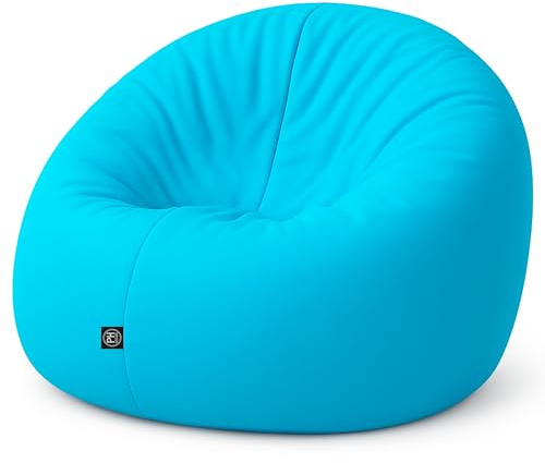 PATCH HOME 2-i-1 sittsäck fåtölj – gaming saccosäck med dragkedja – redan fylld, ergonomisk och robust för barn och vuxna – inomhus och utomhus, väderbeständig (aqua, 155 cm)