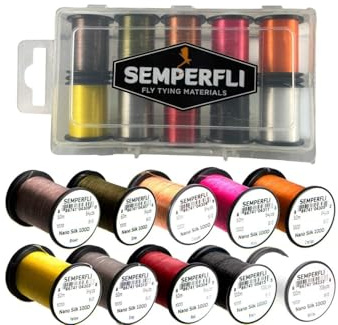 Semperfli Nano Silk GSP Boîte de collecte de 10 bobines de fil pour fixation de mouches