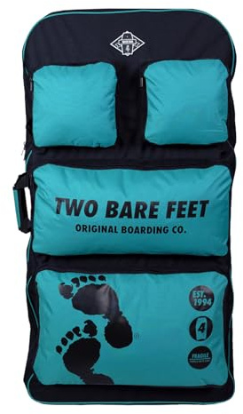 Two Bare Feet 44 Bodyboard Carry Bag – Heavy Duty, Padded Shoulder Straps, Sturdy Side Handle, Durable Zippers, Travel & Beach Ready – Multiple Colours, Multiple Sizes (Teal, Quad Bag)