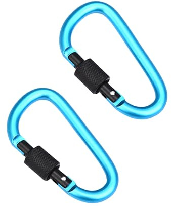 2 Pièce Bleu Lac Mousquetons Aluminium Fermeture vis - Indispensable pour Voyages Camping, Porte-clés, Aventures Plein air l'équipement Vacances Femmes