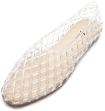 HEVA Women's Jelly Mesh Flats Breathable Ballet Sandals,6UK,Transparent