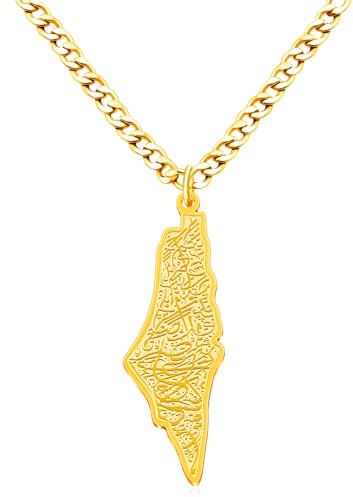 Zircobic Collier arabe plaqué or pour homme et femme, acier inoxydable hypoallergénique et étanche, bijou léger pour les amoureux de culture arabe
