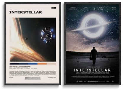 2 PCS Affiches de films classiques Inters-tellar pour décoration murale en toile, idéales pour la chambre à coucher, 30 x 45 cm