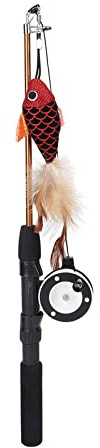 Greensen Chat à Pêche Canne à Jouet en 3D Design Réaliste de Poisson Manuel Moulinet Extensible 74cm Leurres Remplaçable avec Doux Câlin Plume pour Chats Chaton Jouer