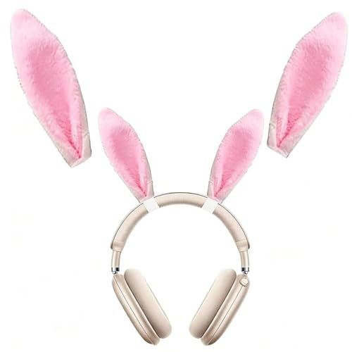 Bunny Ears for Headphones Cute Bunny Ears Fits for Gaming Headsets Universal Fit Cute Rabbit for Video Live Gaming Headphone (Pink)