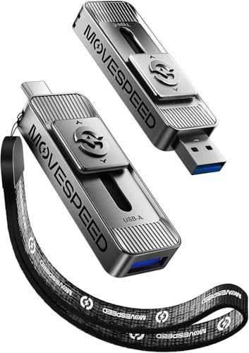 MOVE SPEED SSD externo de 128 GB, disco duro externo de hasta 560 MB/s de velocidad de lectura, SSD externo con puertos duales y diseño push-pull, tipo C + USB 3.2 SSD portátil para iPhone 17/16/15