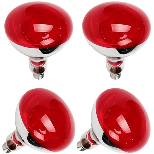Minsily 275W Infrared Heat Bulbs for Chickens, Infrared Heat Lamp for Food Service, Brooder Bulb, Chicks, Reptiles, Pet, Bathroom Sauna Heat Light Bulb E26 110V Infrared Red Light Therapy Bulbs,4 Pack