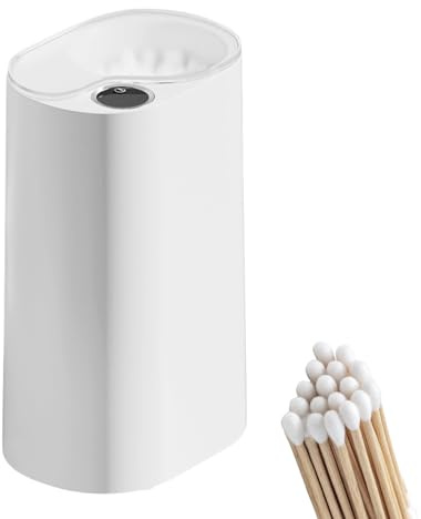 Générique Distributeur Automatique de Coton-Tiges, Boîte à Coton Automatique avec Détecteur, Récipient Rechargeable pour Maison Voyage Salle de Bain Chambre Table de Toilette Femmes