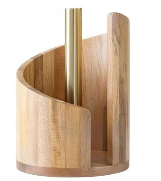 10cm Portarrollos de Papel de Madera Maciza – Soporte para Rollo de Cocina Independiente, Soporte Antideslizante para Rollo de Cocina, baño, despensa (Color Madera)