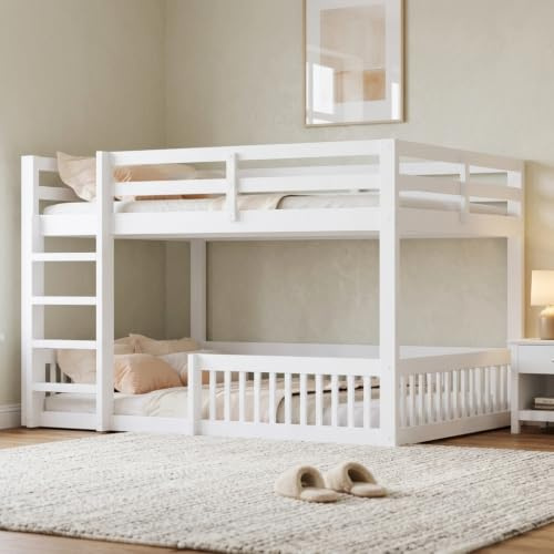 luckdect Lit superposé 160x200 en Bois Massif Naturel avec barrières de sécurité–lit superposé 2 Places pour Enfant,ado,étudiant et invité–Structure Robuste et Montage Facile,Blanc
